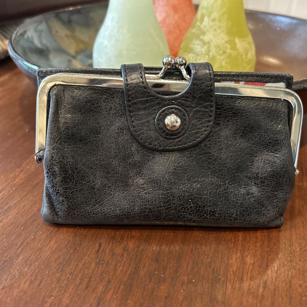 HOBO Black Leather Wallet with Silver Hardware - Picture 4 of 14